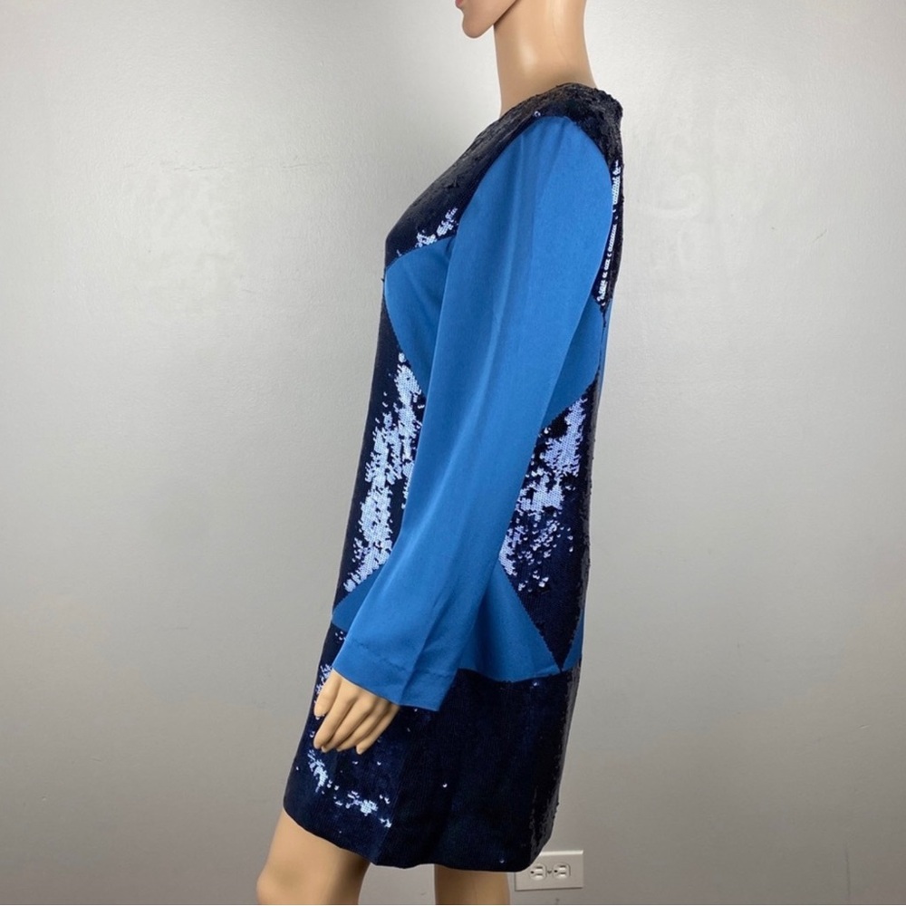 NEW TORY BURCH RUNWAY BLUE SEQUIN LONG SLEEVE MINI DRESS - Picture 5 of 11